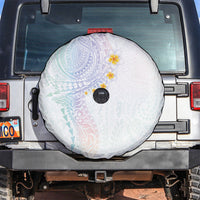 Hawaiian Tribal Tattoo and Plumeria Spare Tire Cover Polynesian Pattern Sweet LT03 White - Polynesian Pride