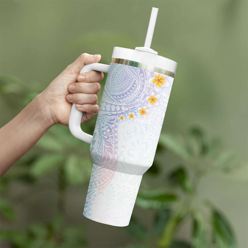 Hawaiian Tribal Tattoo and Plumeria Tumbler With Handle Polynesian Pattern Sweet LT03 - Polynesian Pride
