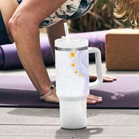 Hawaiian Tribal Tattoo and Plumeria Tumbler With Handle Polynesian Pattern Sweet LT03 - Polynesian Pride
