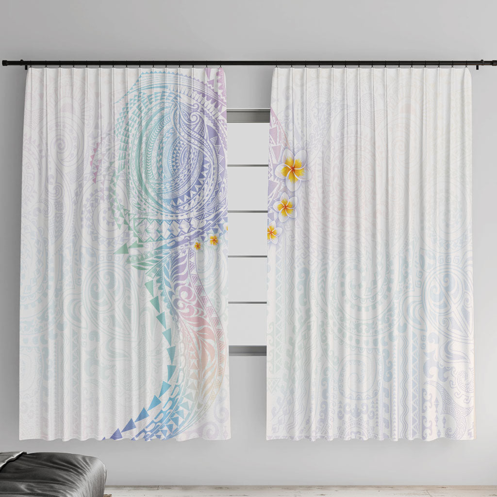 Hawaiian Tribal Tattoo and Plumeria Window Curtain Polynesian Pattern Sweet