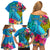 custom-polynesian-family-matching-off-shoulder-short-dress-and-hawaiian-shirt-the-turtle-jung-flower-with-maori-pattern-ethnic-style