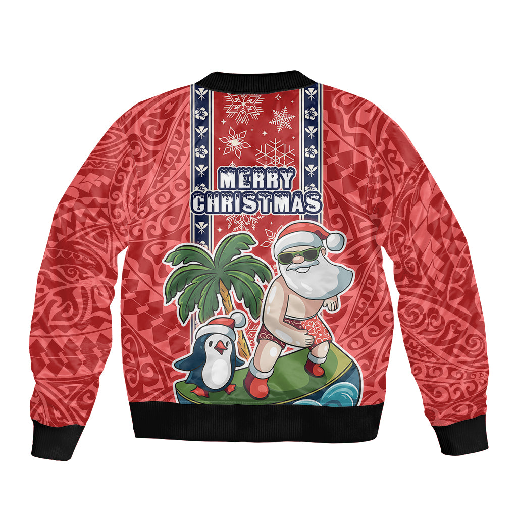 Hawaii Christmas Bomber Jacket The Santa Surfing Hawaii Xmas Style LT03 - Polynesian Pride