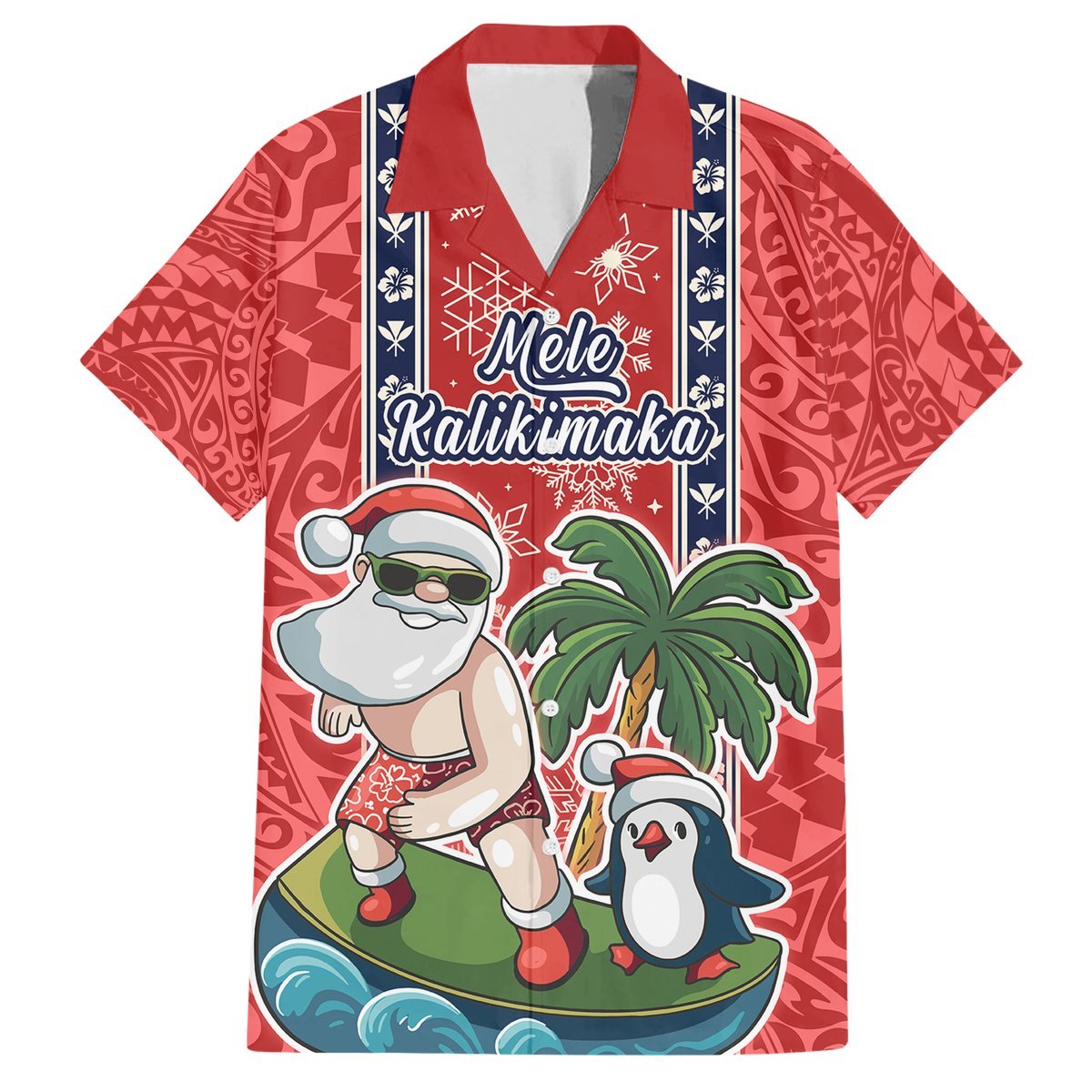 Hawaii Christmas Hawaiian Shirt The Santa Surfing Hawaii Xmas Style LT03 Red - Polynesian Pride