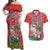 Custom Hawaii Christmas Couples Matching Off Shoulder Maxi Dress and Hawaiian Shirt The Santa Surfing Hawaii Xmas Style LT03 Red - Polynesian Pride