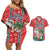 Custom Hawaii Christmas Couples Matching Off Shoulder Short Dress and Hawaiian Shirt The Santa Surfing Hawaii Xmas Style LT03 Red - Polynesian Pride