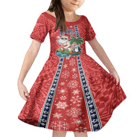 Custom Hawaii Christmas Kid Short Sleeve Dress The Santa Surfing Hawaii Xmas Style LT03 KID Red - Polynesian Pride