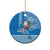 Hawaii Mele Kalikimaka Ceramic Ornament Santa Riding The DolPhin Mix Kakau Pattern Blue Style LT03 - Polynesian Pride