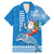 Hawaii Mele Kalikimaka Family Matching Mermaid Dress and Hawaiian Shirt Santa Riding The DolPhin Mix Kakau Pattern Blue Style LT03 Dad's Shirt - Short Sleeve Blue - Polynesian Pride