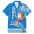 Hawaii Mele Kalikimaka Family Matching Off Shoulder Short Dress and Hawaiian Shirt Santa Riding The DolPhin Mix Kakau Pattern Blue Style LT03 Dad's Shirt - Short Sleeve Blue - Polynesian Pride