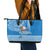 Hawaii Mele Kalikimaka Leather Tote Bag Santa Riding The DolPhin Mix Kakau Pattern Blue Style LT03 - Polynesian Pride