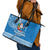 Hawaii Mele Kalikimaka Leather Tote Bag Santa Riding The DolPhin Mix Kakau Pattern Blue Style LT03 - Polynesian Pride