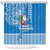 Hawaii Mele Kalikimaka Shower Curtain Santa Riding The DolPhin Mix Kakau Pattern Blue Style LT03 Blue - Polynesian Pride