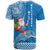 Hawaii Mele Kalikimaka T Shirt Santa Riding The DolPhin Mix Kakau Pattern Blue Style LT03 - Polynesian Pride