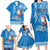 Custom Hawaii Mele Kalikimaka Family Matching Long Sleeve Bodycon Dress and Hawaiian Shirt Santa Riding The DolPhin Mix Kakau Pattern Blue Style LT03 - Polynesian Pride