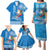 Custom Hawaii Mele Kalikimaka Family Matching Puletasi Dress and Hawaiian Shirt Santa Riding The DolPhin Mix Kakau Pattern Blue Style LT03 - Polynesian Pride