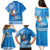 Custom Hawaii Mele Kalikimaka Family Matching Puletasi Dress and Hawaiian Shirt Santa Riding The DolPhin Mix Kakau Pattern Blue Style LT03 - Polynesian Pride