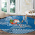 Custom Hawaii Mele Kalikimaka Round Carpet Santa Riding The DolPhin Mix Kakau Pattern Blue Style LT03 - Polynesian Pride