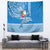 Custom Hawaii Mele Kalikimaka Tapestry Santa Riding The DolPhin Mix Kakau Pattern Blue Style LT03 - Polynesian Pride