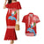 Hawaii Mele Kalikimaka Couples Matching Mermaid Dress and Hawaiian Shirt Santa Riding The DolPhin Mix Kakau Pattern Red Style LT03 Red - Polynesian Pride