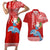 Hawaii Mele Kalikimaka Couples Matching Short Sleeve Bodycon Dress and Hawaiian Shirt Santa Riding The DolPhin Mix Kakau Pattern Red Style LT03 Red - Polynesian Pride