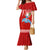 Hawaii Mele Kalikimaka Family Matching Mermaid Dress and Hawaiian Shirt Santa Riding The DolPhin Mix Kakau Pattern Red Style LT03 Mom's Dress Red - Polynesian Pride