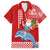 Hawaii Mele Kalikimaka Family Matching Off Shoulder Short Dress and Hawaiian Shirt Santa Riding The DolPhin Mix Kakau Pattern Red Style LT03 Dad's Shirt - Short Sleeve Red - Polynesian Pride