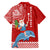 Hawaii Mele Kalikimaka Family Matching Off Shoulder Short Dress and Hawaiian Shirt Santa Riding The DolPhin Mix Kakau Pattern Red Style LT03 - Polynesian Pride