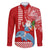 Hawaii Mele Kalikimaka Family Matching Off Shoulder Short Dress and Hawaiian Shirt Santa Riding The DolPhin Mix Kakau Pattern Red Style LT03 Dad's Shirt - Long Sleeve Red - Polynesian Pride