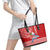 Hawaii Mele Kalikimaka Leather Tote Bag Santa Riding The DolPhin Mix Kakau Pattern Red Style LT03 - Polynesian Pride