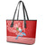 Hawaii Mele Kalikimaka Leather Tote Bag Santa Riding The DolPhin Mix Kakau Pattern Red Style LT03 - Polynesian Pride