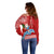 Hawaii Mele Kalikimaka Off Shoulder Sweater Santa Riding The DolPhin Mix Kakau Pattern Red Style LT03 - Polynesian Pride