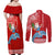 Custom Hawaii Mele Kalikimaka Couples Matching Off Shoulder Maxi Dress and Long Sleeve Button Shirt Santa Riding The DolPhin Mix Kakau Pattern Red Style LT03 - Polynesian Pride