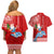 Custom Hawaii Mele Kalikimaka Couples Matching Off Shoulder Short Dress and Hawaiian Shirt Santa Riding The DolPhin Mix Kakau Pattern Red Style LT03 - Polynesian Pride