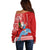 Custom Hawaii Mele Kalikimaka Off Shoulder Sweater Santa Riding The DolPhin Mix Kakau Pattern Red Style LT03 - Polynesian Pride