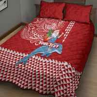 Custom Hawaii Mele Kalikimaka Quilt Bed Set Santa Riding The DolPhin Mix Kakau Pattern Red Style LT03 - Polynesian Pride