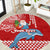 Custom Hawaii Mele Kalikimaka Round Carpet Santa Riding The DolPhin Mix Kakau Pattern Red Style LT03 Red - Polynesian Pride