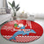 Custom Hawaii Mele Kalikimaka Round Carpet Santa Riding The DolPhin Mix Kakau Pattern Red Style LT03 - Polynesian Pride