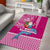 Hawaii Mele Kalikimaka Area Rug Santa Riding The DolPhin Mix Kakau Pattern Pink Style LT03 - Polynesian Pride