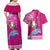 Hawaii Mele Kalikimaka Couples Matching Off Shoulder Maxi Dress and Hawaiian Shirt Santa Riding The DolPhin Mix Kakau Pattern Pink Style LT03 - Polynesian Pride