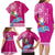 Hawaii Mele Kalikimaka Family Matching Long Sleeve Bodycon Dress and Hawaiian Shirt Santa Riding The DolPhin Mix Kakau Pattern Pink Style LT03 - Polynesian Pride