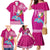 Hawaii Mele Kalikimaka Family Matching Mermaid Dress and Hawaiian Shirt Santa Riding The DolPhin Mix Kakau Pattern Pink Style LT03 - Polynesian Pride