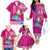 Hawaii Mele Kalikimaka Family Matching Off Shoulder Long Sleeve Dress and Hawaiian Shirt Santa Riding The DolPhin Mix Kakau Pattern Pink Style LT03 - Polynesian Pride