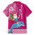 Hawaii Mele Kalikimaka Family Matching Off Shoulder Short Dress and Hawaiian Shirt Santa Riding The DolPhin Mix Kakau Pattern Pink Style LT03 - Polynesian Pride