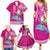 Hawaii Mele Kalikimaka Family Matching Summer Maxi Dress and Hawaiian Shirt Santa Riding The DolPhin Mix Kakau Pattern Pink Style LT03 - Polynesian Pride