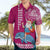 Hawaii Mele Kalikimaka Hawaiian Shirt Santa Riding The DolPhin Mix Kakau Pattern Pink Style LT03 - Polynesian Pride