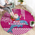 Hawaii Mele Kalikimaka Round Carpet Santa Riding The DolPhin Mix Kakau Pattern Pink Style LT03 - Polynesian Pride