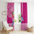 Hawaii Mele Kalikimaka Window Curtain Santa Riding The DolPhin Mix Kakau Pattern Pink Style LT03 - Polynesian Pride