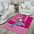 Custom Hawaii Mele Kalikimaka Area Rug Santa Riding The DolPhin Mix Kakau Pattern Pink Style LT03 - Polynesian Pride