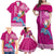 Custom Hawaii Mele Kalikimaka Family Matching Off Shoulder Maxi Dress and Hawaiian Shirt Santa Riding The DolPhin Mix Kakau Pattern Pink Style LT03 - Polynesian Pride