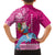 Custom Hawaii Mele Kalikimaka Family Matching Puletasi Dress and Hawaiian Shirt Santa Riding The DolPhin Mix Kakau Pattern Pink Style LT03 - Polynesian Pride